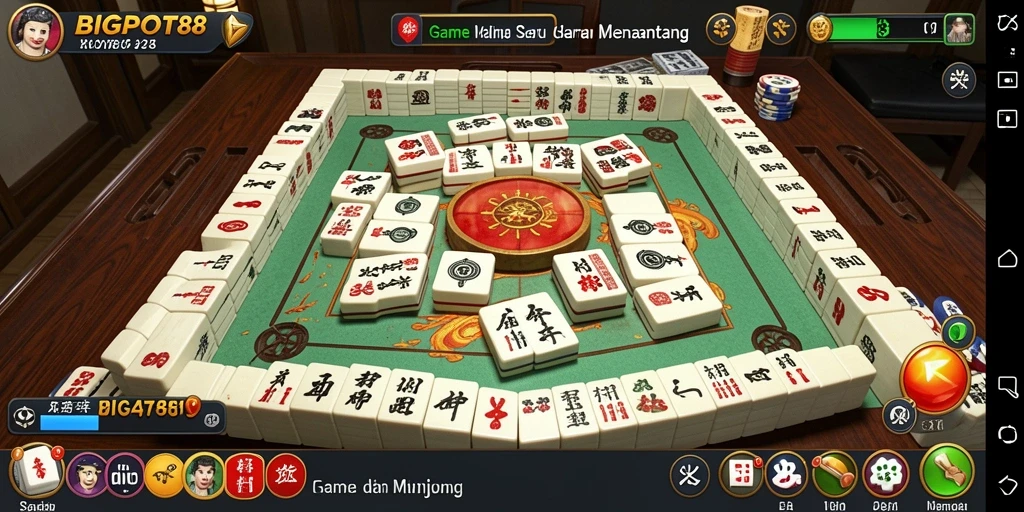 Tampilan screenshot BIGPOT88 menampilkan gameplay Mahjong yang mendebarkan.