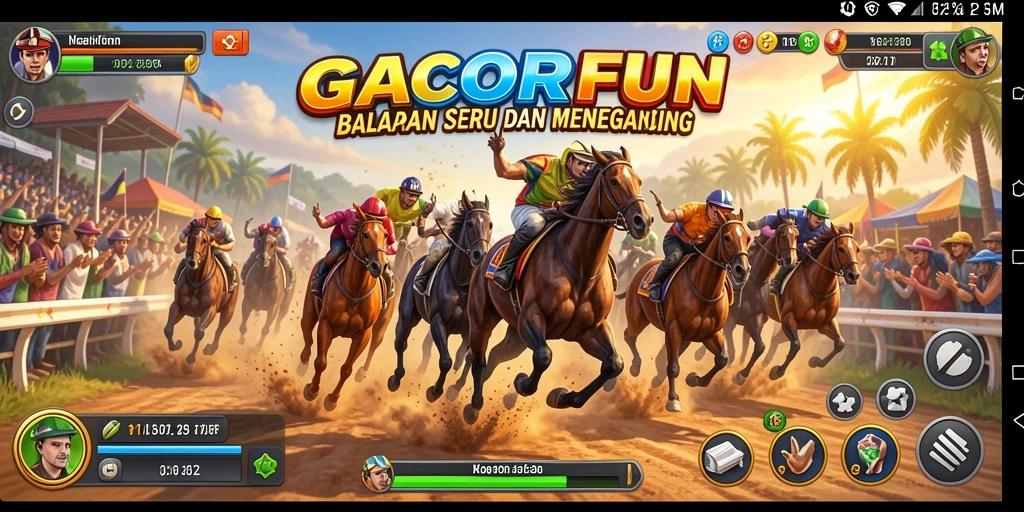 Gameplay balapan GACORFUN yang mendebarkan dan penuh aksi.