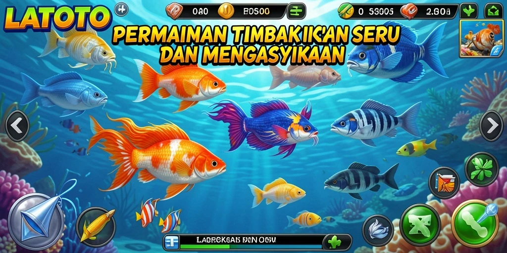 Tangkapan layar gameplay LATOTO menampilkan aksi seru menembak ikan.