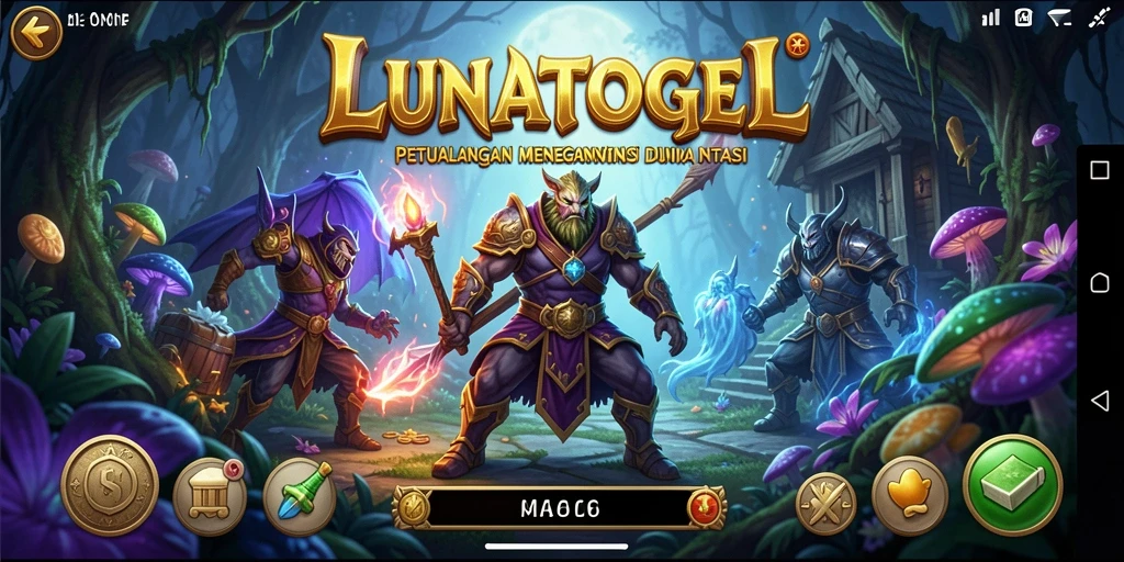 Tangkapan layar gameplay LUNATOGEL menunjukkan karakter menjelajahi dunia fantasi.