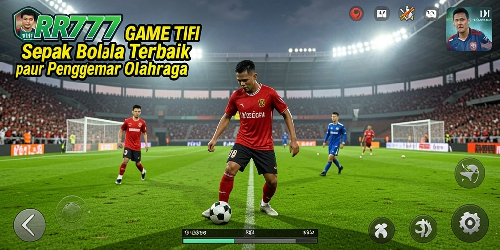 Screenshot utama RR777 menampilkan aksi seru dalam permainan sepak bola.