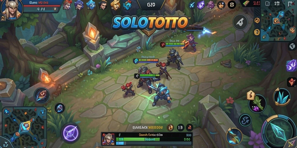 Tampilan utama gameplay SOLOTOTO yang menampilkan pertempuran seru.
