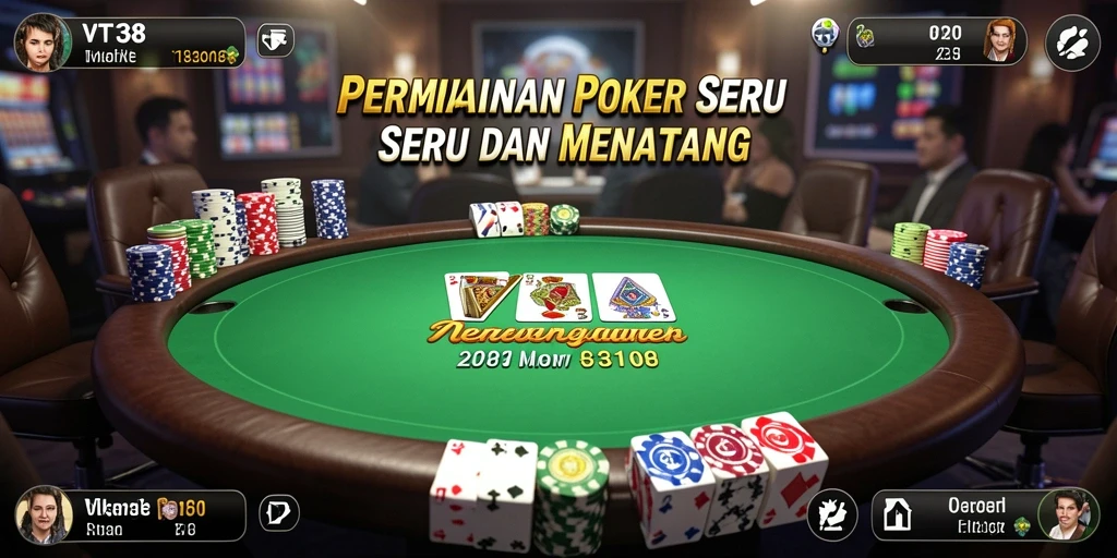 Screenshot gameplay VT38 menampilkan suasana poker yang mendebarkan.